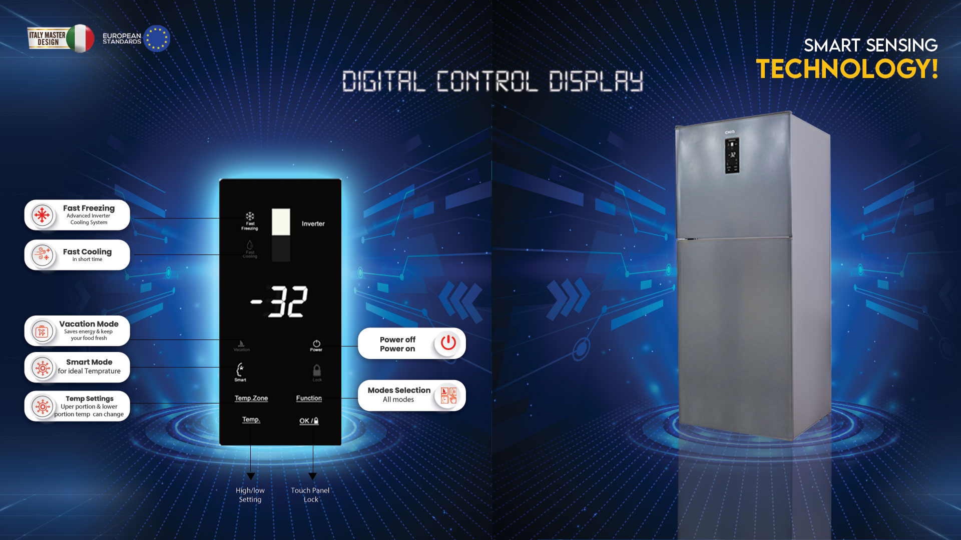 DC Inverter Refrigerator Grayish Blue